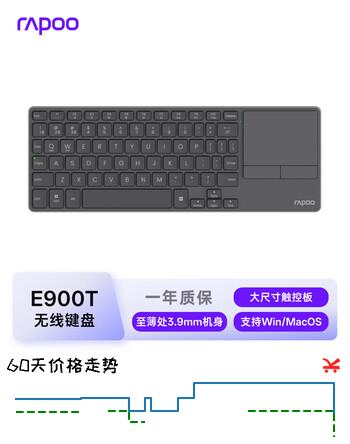 【7折】雷柏（Rapoo）E900T触控键盘 73键无线/蓝牙多模刀锋超薄办公键盘大尺寸触控板多快捷手势支持Windows/macOS深灰https://u.jd.com/kaNNML7----普遍有货 | 下1件最优到手单价：178.2 -> 【137.6】