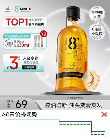 jemarose新西兰8分钟8+minute人参洗发水硬核控油防断发零硅油洗发膏400ml