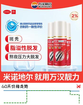 [万汉靓力]米诺地尔搽剂 2%*60ml 1盒装 2% 60ml*1瓶 女士专用治疗脱发专治防脱有效生发育发际线宽发缝 26年10月过期