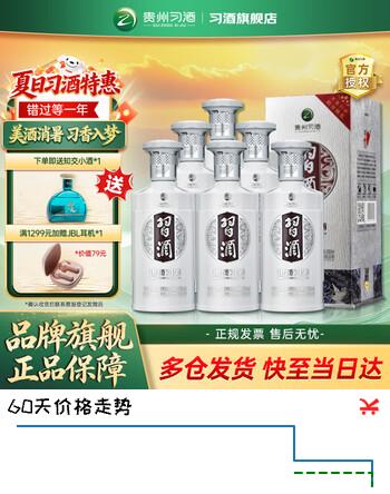 习酒银质习酒礼盒 酱香型53度白酒礼盒 礼品酒粮食酒贵州端午送礼推荐 53度 500mL 6瓶 整箱装