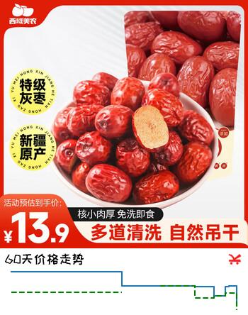 西域美农新疆免洗特级灰枣500g 精品量贩小红枣 煮粥煲汤果干休闲零食