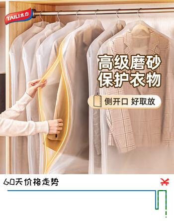 【7折】太力衣服防尘罩衣物加厚防尘袋 西服大衣羽绒服可水洗收纳袋5件套https://u.jd.com/FGsky3p----多半有货 | 下105件最优到手单价：59.9 -> 【42.31】