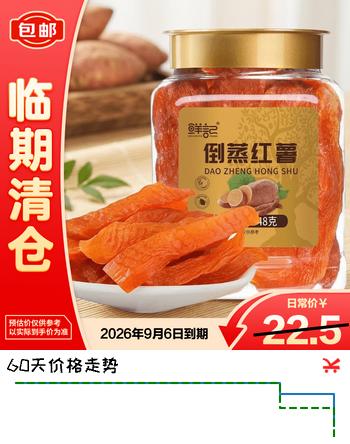 【7折】鲜记倒蒸红薯干348g/罐香甜软糯农家风味地瓜干蜜饯【临期清仓】https://u.jd.com/Urrb8hW----普遍有货 | 下2件最优到手单价：11.61 -> 【8.91】