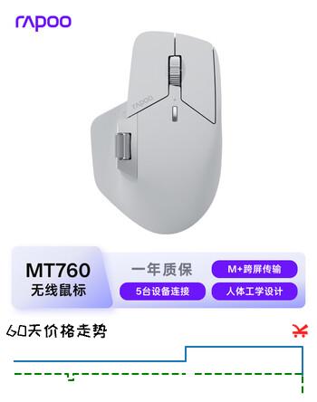 【7折】雷柏（Rapoo）MT760大手无线/蓝牙/有线多模办公鼠标 人体工学跨屏传输锂电池150小时续航11键可定义 灰白https://u.jd.com/k6NpWfV----普遍有货 | 下2件最优到手单价：158.93 -> 【126.09】