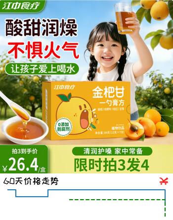 江中金杷甘12gX7支金桔枇杷膏方放心0添加清润喉肺成人儿童便携喝水
