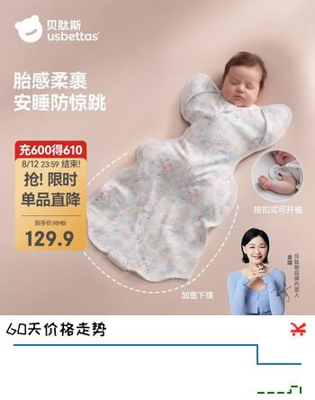【9折】贝肽斯新生婴儿防京跳睡袋胎脂皮投降式睡袋婴儿防踢被四季单层伊芙琳Shttps://u.jd.com/UOfPblM----普遍有货 | 下4件最优到手单价：66.91 -> 【64.9】