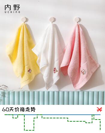 内野（UCHINO）纯棉毛巾家用日式刺绣儿童洗脸热敷小毛巾柔软3条装(鹿+熊猫+鳄)