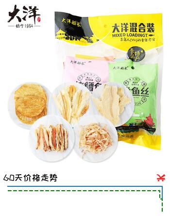 大洋船长烤鱼片鱿鱼丝鳕鱼片即食海味食品山东青岛特产伴手礼干货零食礼包 混合装20g*10袋