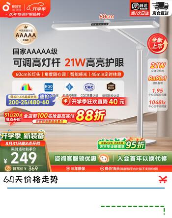 【8折】孩视宝国5A级护眼灯学生专用防蓝光防近视全光谱学习桌专用台灯床头灯 Pro专业款L5-21W【5A认证】https://u.jd.com/kaoStzS----普遍有货 | 下1件最优到手单价：288 -> 【249】