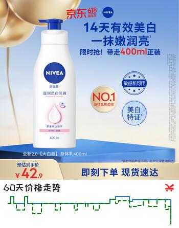 妮维雅（NIVEA）孙颖莎同款天然VC美白身体乳女士温润透白润肤乳液400ml生日礼物