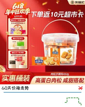 徐福记金标肉松沙琪玛432g约18枚 休闲零食早餐糕点点心 办公室健康零食