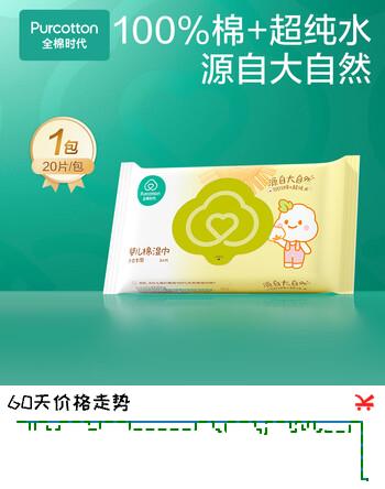 全棉时代湿巾手口专用清洁餐巾湿纸巾100%纯棉尝鲜装20片*1包