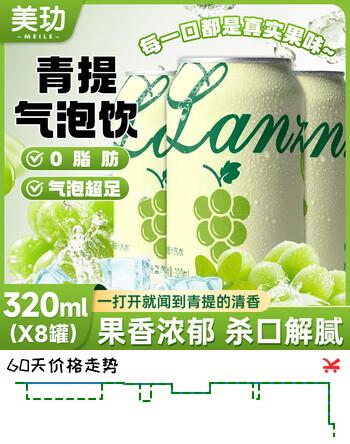 【7折】美玏青提汽水果汁饮料320ml8罐果味碳酸气泡水饮料夏日特日饮料整箱https://u.jd.com/kaHEYQs----普遍有货 | 下13件最优到手单价：18.8 -> 【14.26】