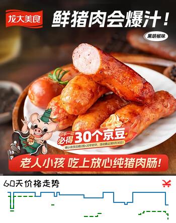 龙大美食鲜肉爆汁肠(黑胡椒味）960g/16根 早餐烧烤京东物流明日内达
