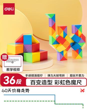 得力(deli)36段百变彩虹魔尺弹力结构耐玩耐折 益智减压趣味DIY玩具 生日六一儿童节礼物赠视频教程
