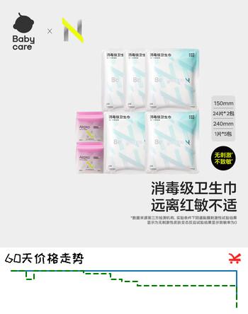 babycare【小N赠品】 消毒级240mm5片+护垫2包 150mm 53片 日用卫生巾+护垫