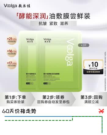 【5折】敷尔佳酵能深润油敷膜 2片 舒缓修护补水保湿面膜【试用装】https://u.jd.com/4gXXPh0----普遍有货 | 下1件最优到手单价：17.4 -> 【9.9】
