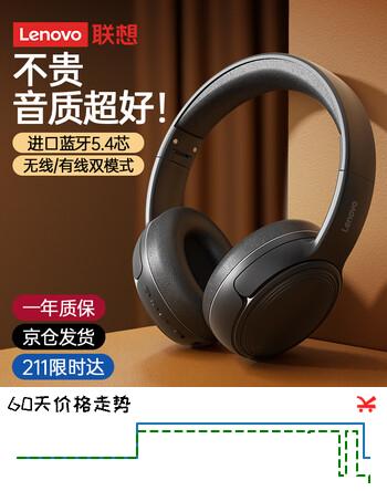联想（Lenovo）蓝牙耳机头戴式无线降噪耳机可折叠蓝牙5.4电竞游戏音乐运动通用苹果小米手机EB320黑色