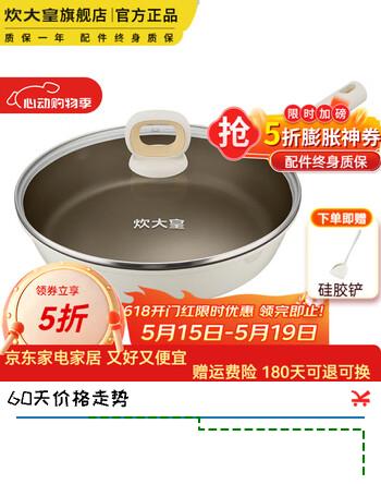 炊大皇平底锅聚油煎锅健康含钛不凸底炒菜锅轻油烟电磁炉明火燃气可用  【赠硅胶铲】钛白聚油煎锅 20cm
