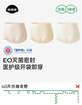 菇娘家医护级A类棉质10A抗菌高腰内裤零染棉加长裆女士无痕三角裤软绵绵