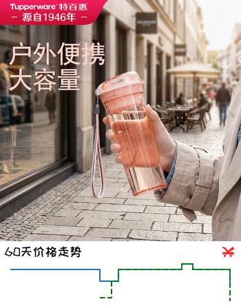 特百惠（Tupperware）晶彩400ml塑料杯男女士学生运动水杯子大容量泡茶杯 粉色