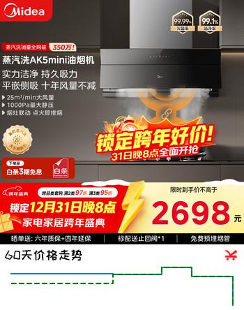 美的（Midea）抽吸油烟机超薄平嵌蒸汽洗油烟机AK5 MINI+Q529L