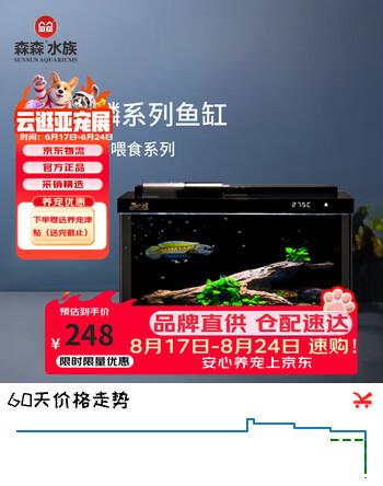 【6折】森森金麟超白玻璃鱼缸一体缸自循环客厅小型家用自动喂食鱼缸LE480Bhttps://u.jd.com/k66W4Aq----普遍有货 | 下3件最优到手单价：258 -> 【168】