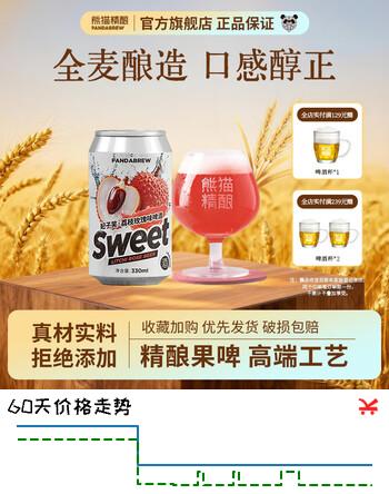 熊猫精酿啤酒荔枝西柚组合果啤330ml原浆比利时小麦白啤鲜啤精酿啤酒整箱 （荔枝果啤） 330mL 6罐