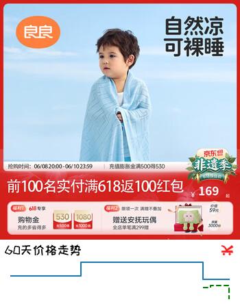 良良（liangliang）婴儿夏凉盖毯宝宝竹纤维夏季冰丝毯新生毛毯儿童幼儿园午睡毯 冰丝毯·听雨蓝(125*115cm)