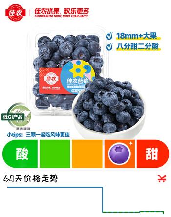 佳农云南蓝莓 18mm+ 6盒装 约125g/盒 新鲜水果 源头直发 包邮