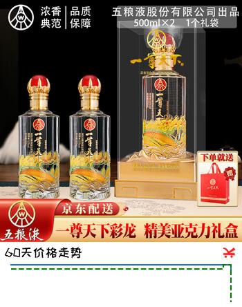 五粮浓香五粮液股份出品 白酒 浓香型白酒 纯粮酒 礼盒装 52度 500mL 2瓶 一尊天下