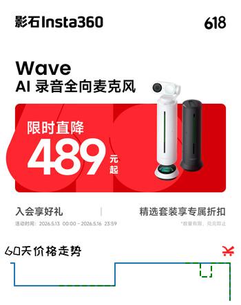影石Insta360【罗永浩推荐】Wave AI 全向麦克风 扬声器360°5米拾音 降噪 无线蓝牙免驱USB 腾讯认证 灵动白