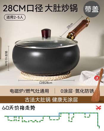 【7折】八千行正宗章丘大肚铁锅家用炒锅无涂层不沾炒菜锅家用电磁炉燃气通用https://u.jd.com/9aFCeQF----普遍有货 | 下7件最优到手单价：82.33 -> 【61.32】