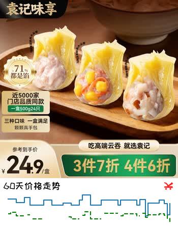 袁记味享马蹄冬菇/玉米鲜肉/鲜肉大云吞拼盘500g