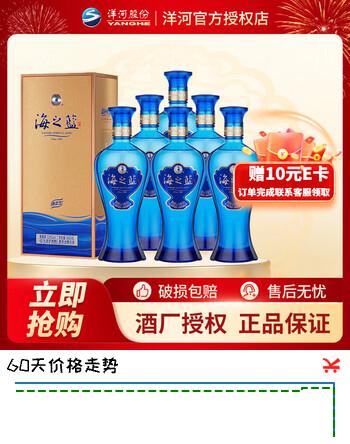 【6折】洋河【中秋送礼】 2018版【官方授权】蓝色经典 海之蓝 整箱装白酒  52度 480mL 6瓶https://u.jd.com/xgV3D2D----普遍有货 | 下1件最优到手单价：1222.58 -> 【809】