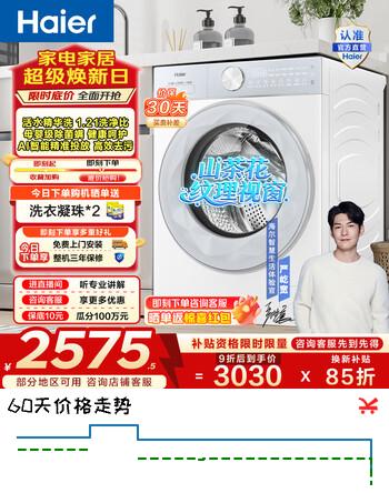 海尔（Haier）小红花系列 滚筒洗衣机单洗 12公斤懒人家用全自动大容量 智能投放一级能效 家电换新补贴55DWU1 12KG单洗 滚筒