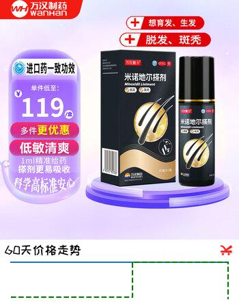 [万汉靓力]米诺地尔搽剂 5%*60ml 1盒装 5%60ml*1瓶用于治疗脱发严重男专用防脱生发育发际线增液洗发水脱发白 重度脱发体验款