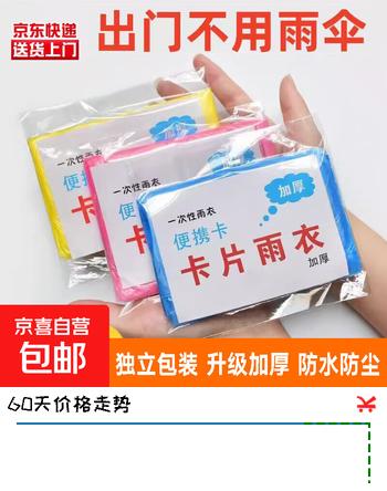 【下雨不愁】加厚卡片雨衣压缩便携一次性雨衣成人儿童户外漂流 【卡片雨衣】1个