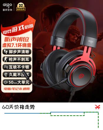 爱国者游戏有线耳机头戴式虚拟 7.1声道听声辨位红色炫酷灯职业电竞吃鸡三角洲FPS适用于爱国者机箱 A700