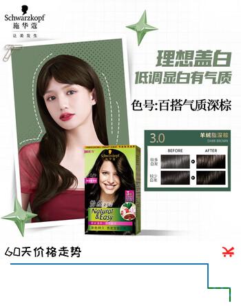 【6折】施华蔻怡然植物染发霜3.0/9羊绒脂深棕一洗黑 草本染发剂染发膏盖白发https://u.jd.com/UOCAOik----普遍有货 | 下1件最优到手单价：49.9 -> 【34.82】