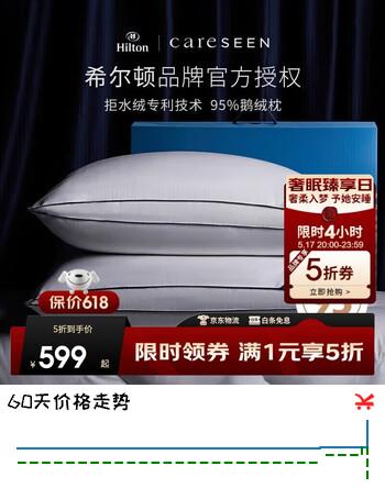 康尔馨羽绒枕头 五星级酒店95%白鹅枕芯 成人柔软鹅绒枕 高枕 48*74cm