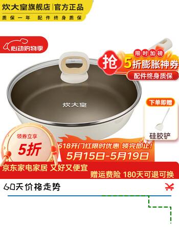 炊大皇平底锅聚油煎锅健康含钛不凸底炒菜锅轻油烟电磁炉明火燃气可用  【赠硅胶铲】钛白聚油煎锅 20cm