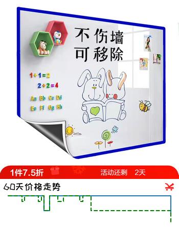 飞博士50*60cm软白板墙贴不伤墙可移除磁性小白板办公写字板挂式磁力黑板家用可擦儿童画板涂鸦墙纸