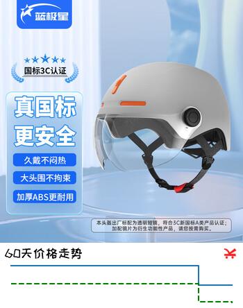 蓝极星【新国标3C认证】电动车头盔 摩托电瓶车A类半盔 男女夏冬四季安全防雾透气骑行助力车轻便安全盔 星空灰 标配透明短镜