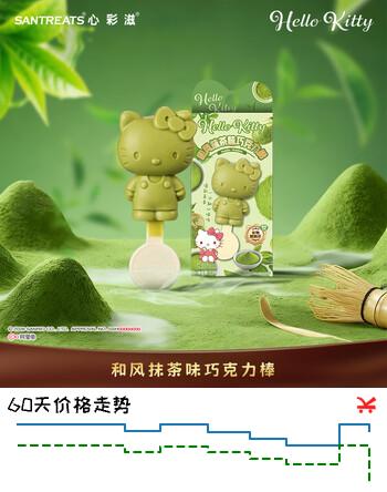 SANTREATS凯蒂猫IP联名抹茶纯脂牛奶巧克力棒 156g 儿童零食三丽鸥正品授权