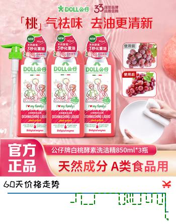 【8折】公仔牌洗洁精家用A类食品用洗碗液果蔬餐具清洗涤剂家庭装850ml3瓶https://u.jd.com/k1HSVrx----多半有货 | 下9件最优到手单价：26.32 -> 【21.14】