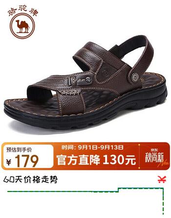 【4折】骆驼牌 男鞋休闲拖鞋真皮凉鞋牛皮透气耐磨沙滩鞋 W822287612棕色40码https://u.jd.com/xr0iEtb----普遍有货 | 下1件最优到手单价：280 -> 【125】