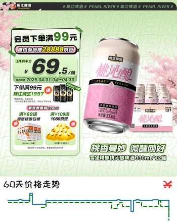 珠江啤酒13度 雪堡精酿桃沁酿啤酒 330mL*12罐