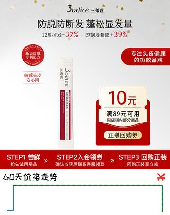 【8折】三蒂丝3odice红盾防脱固发洗发水8ml【央妈推荐】男士女士乌诺地尔防脱https://u.jd.com/4Dt6LWR----普遍有货 | 下200件最优到手单价：1 -> 【0.87】