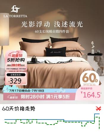 La Torretta床上四件套全棉纯棉新款床上用品 60支长绒棉被套床单1.8/1.5米床